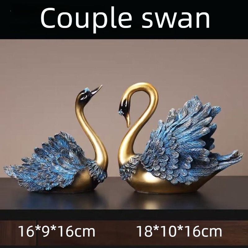 Resin Art Table Top - Luxury Living Room Sculpture Couple Swan