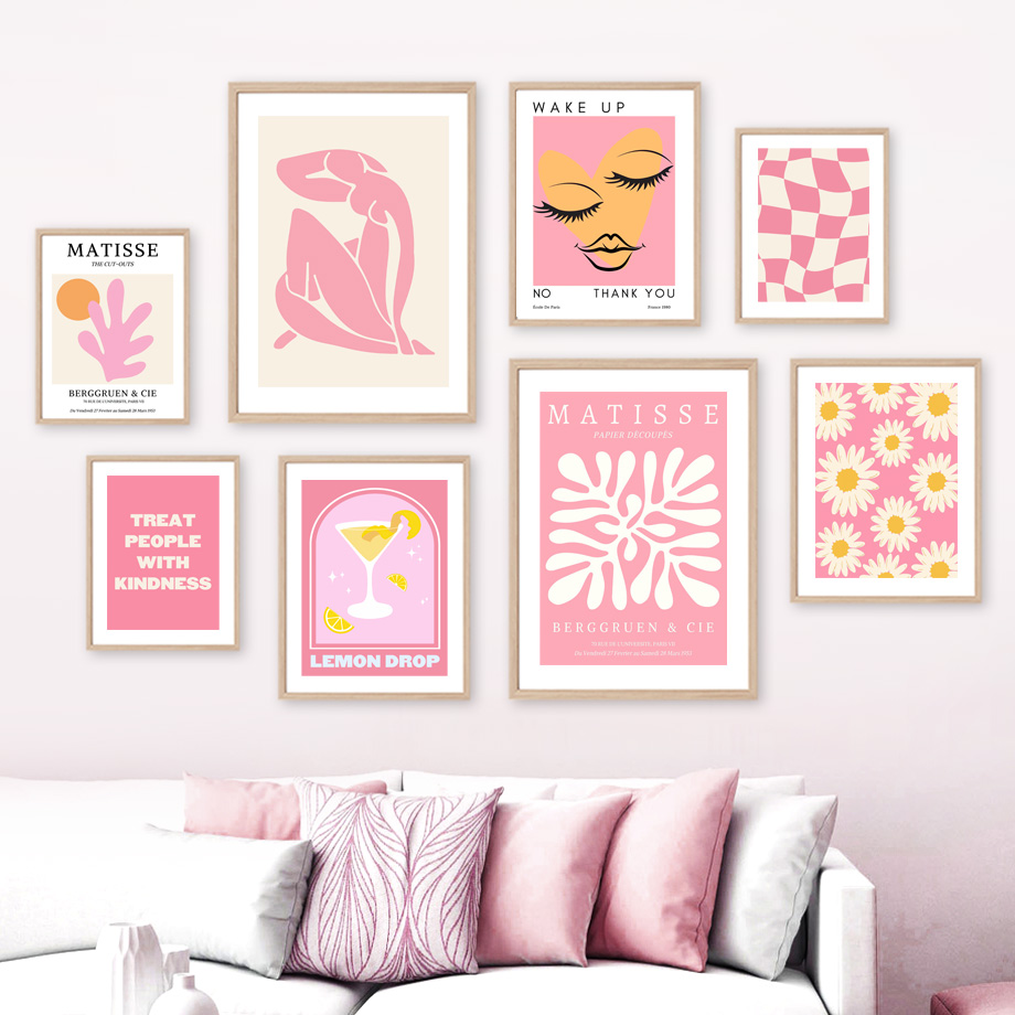Resin Art Wall - Matisse Woman Leaf Flower Drink Angel