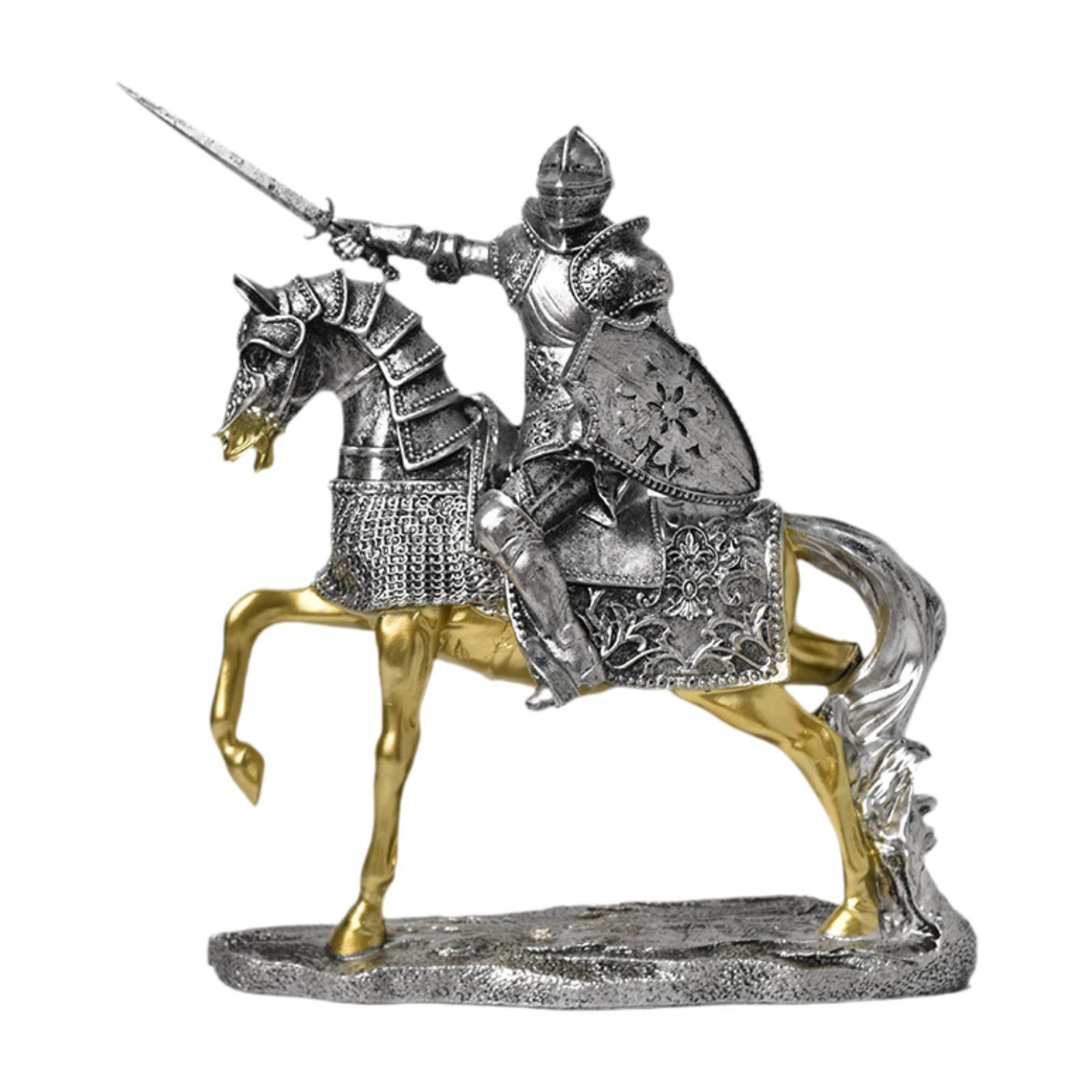 Knight Horse Statue Retro Vint - Resin Art Table Top 评论和价格