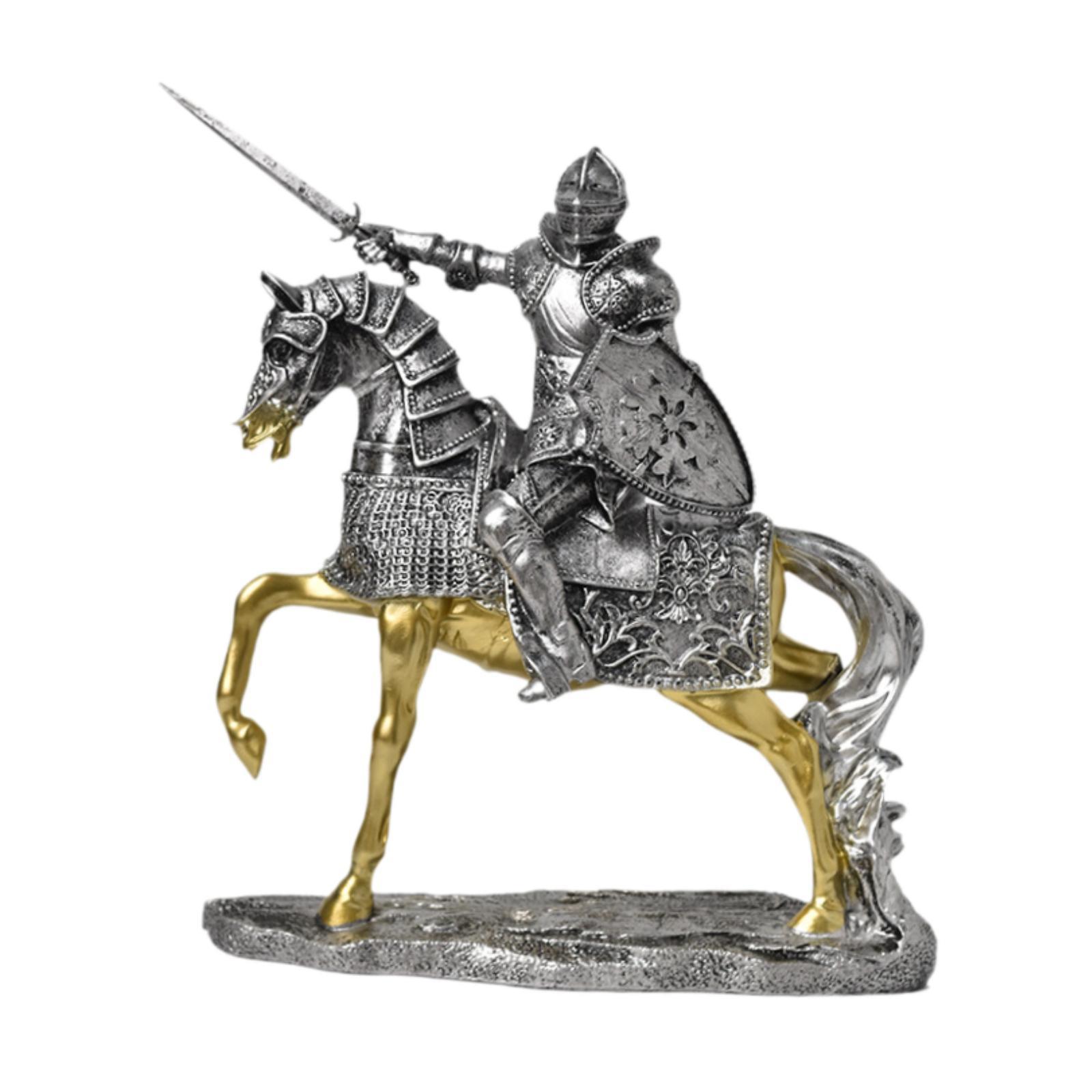 Knight Horse Statue Retro Vint - Resin Art Table Top 评论和价格