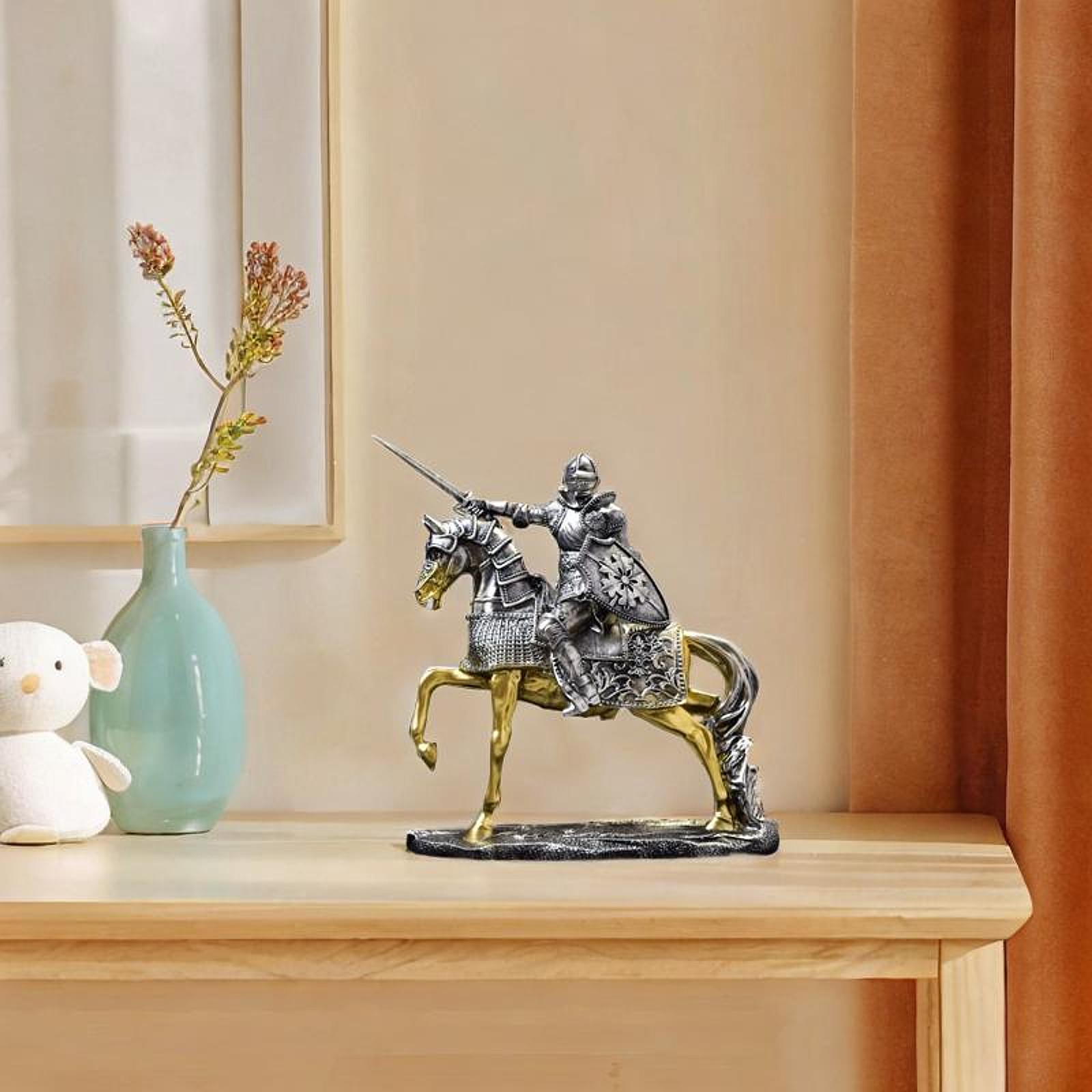 Knight Horse Statue Retro Vint - Resin Art Table Top 评论和价格
