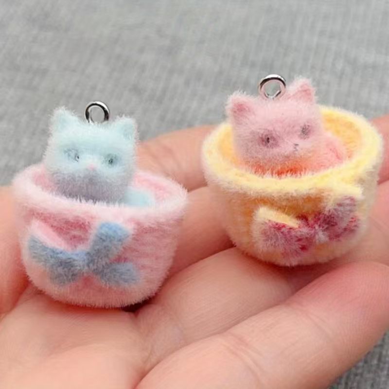 4pcs 3D plush resin cat pendan - Resin Art Handmade 评论和价格
