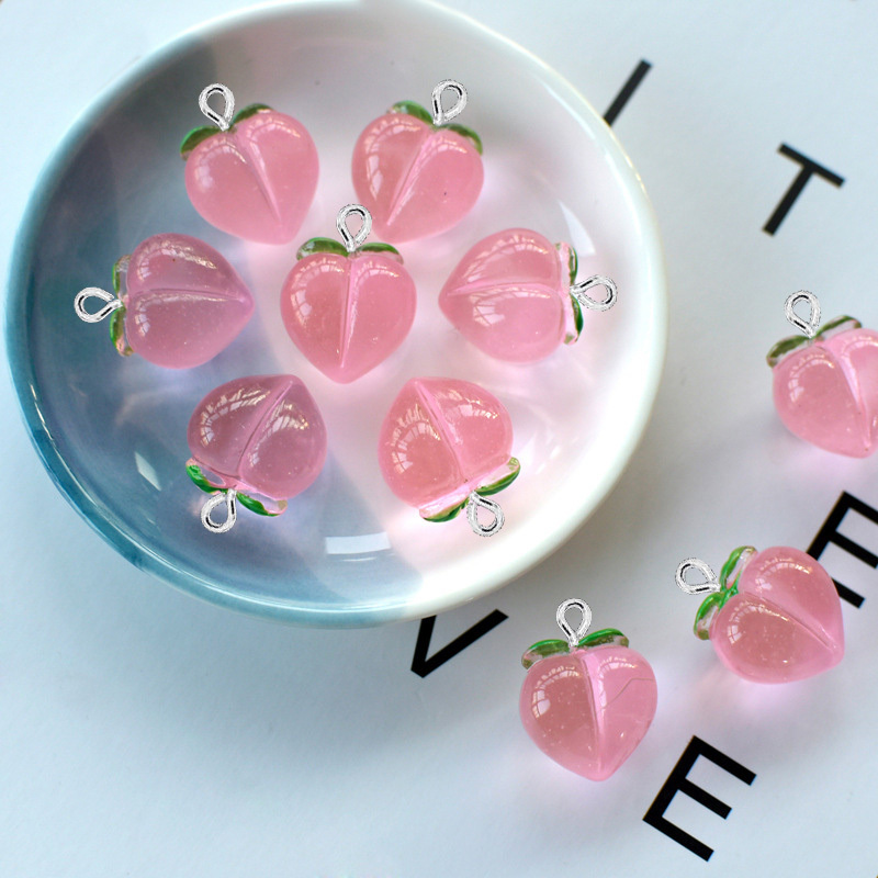 10Pcs New Transparent Peach Fl - Resin Art Keychain 评论和价格