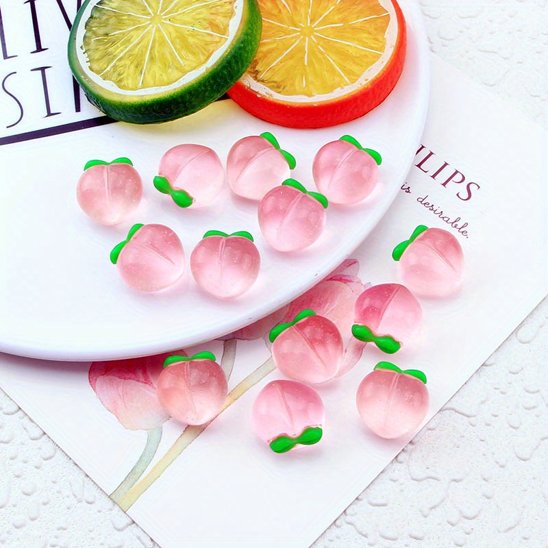 10Pcs New Transparent Peach Fl - Resin Art Keychain 评论和价格