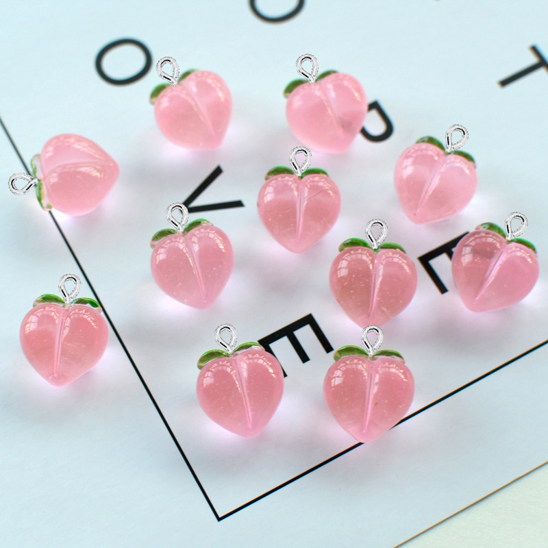 10Pcs New Transparent Peach Fl - Resin Art Keychain 评论和价格
