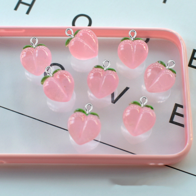 10Pcs New Transparent Peach Fl - Resin Art Keychain 评论和价格