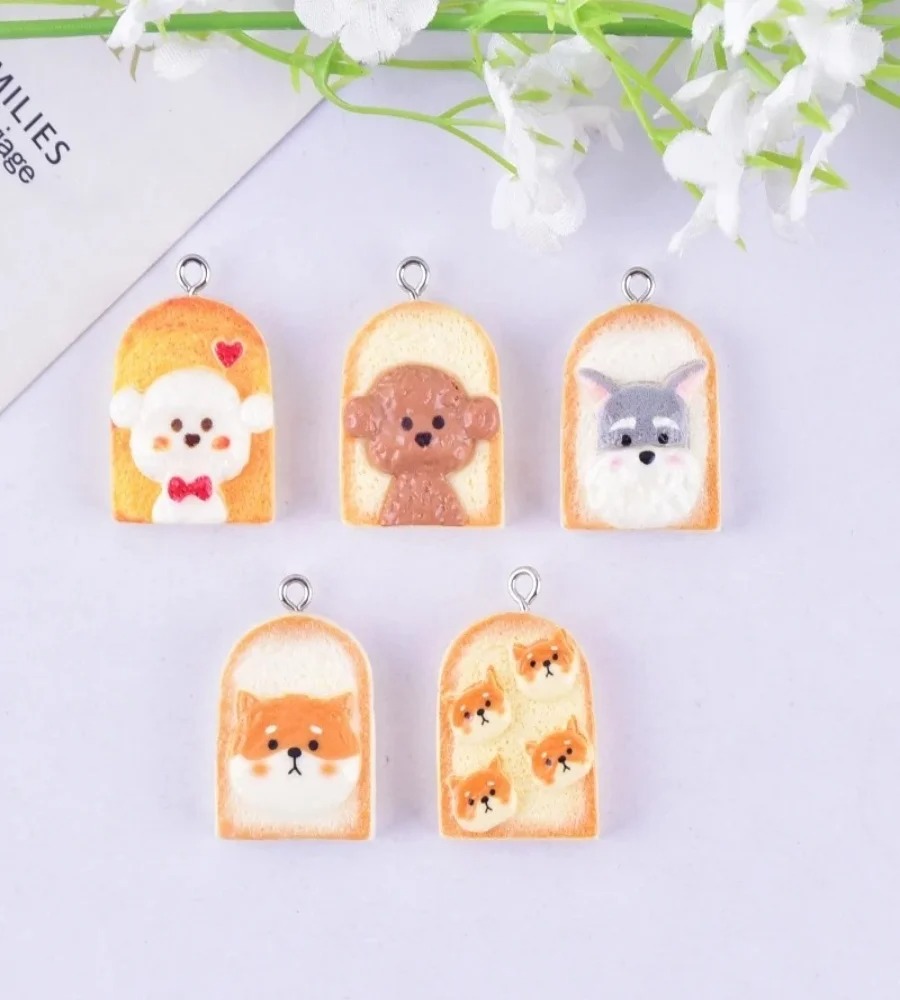 10Pcs Cute Toast Dog Resin Pen - Resin Art Keychain 评论和价格