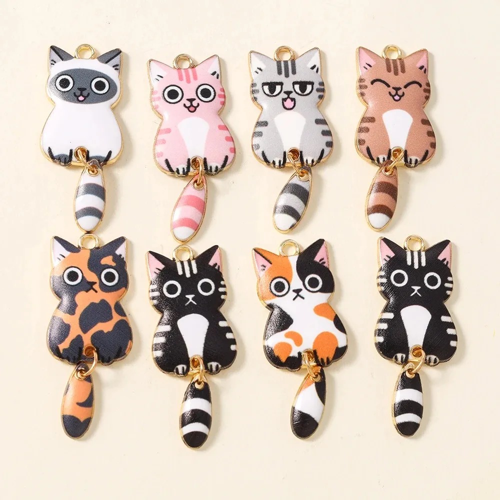 10Pcs 16×39mm Cute Cartoon Cat - Resin Art Supplies 评论和价格