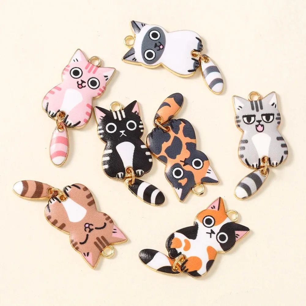 10Pcs 16×39mm Cute Cartoon Cat - Resin Art Supplies 评论和价格