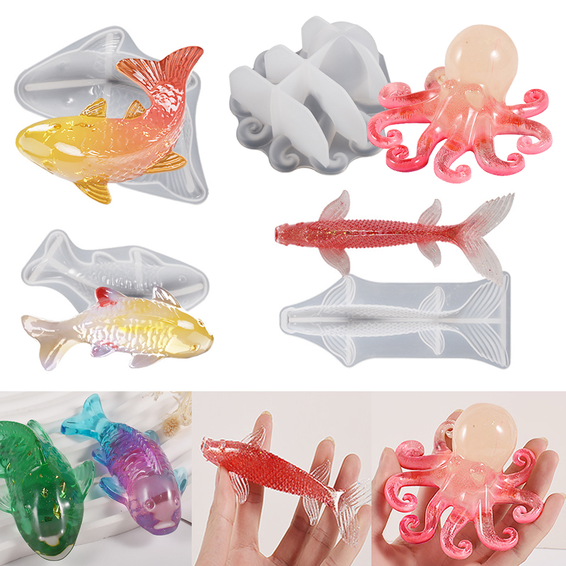 3D Koi Fish Shaped Epoxy Resin - Silicone Mold Ocean 评论和价格