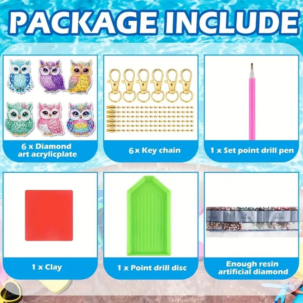 6-piece/set DIY Diamond Keycha - Resin Art Supplies 评论和价格
