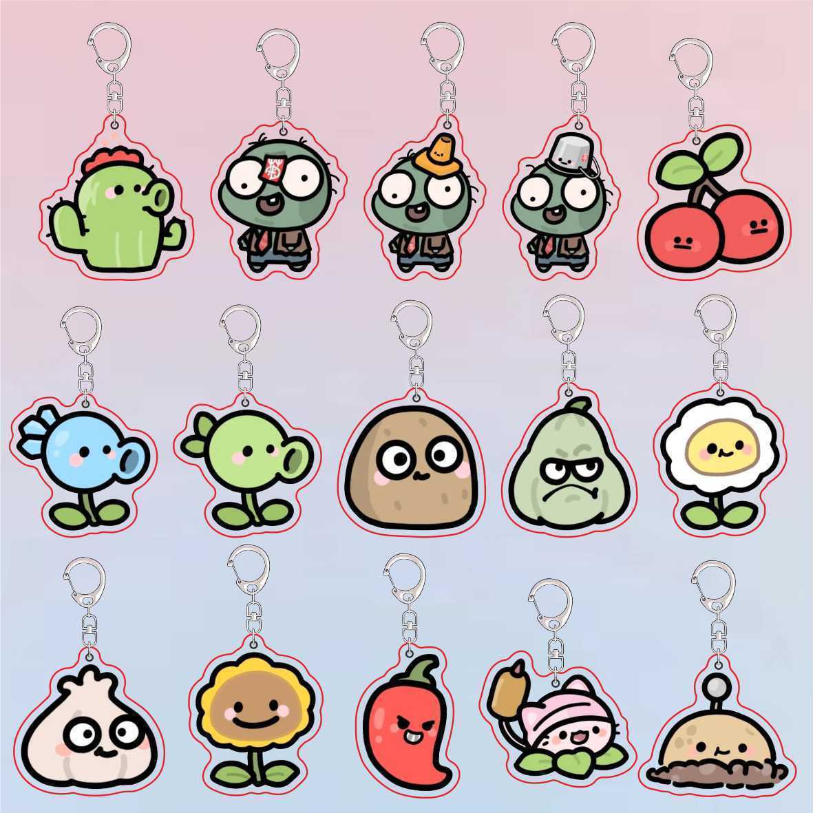 Plants Vs Zombies Acrylic Cute - Resin Art Keychain 评论和价格