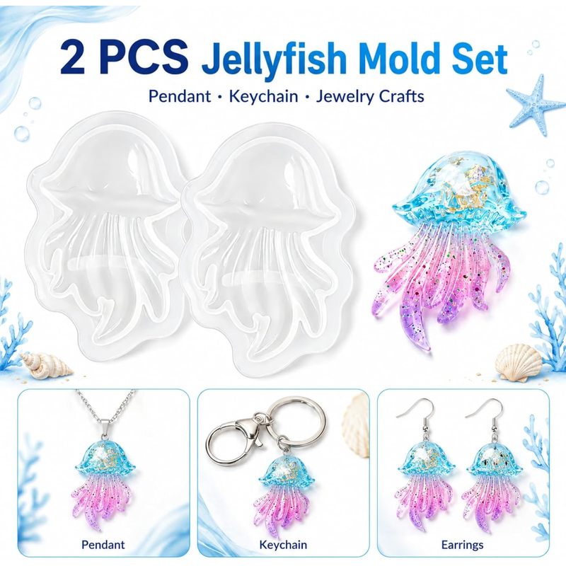 2Set of Jellyfish Resin Molds， - Silicone Mold Ocean 评论和价格