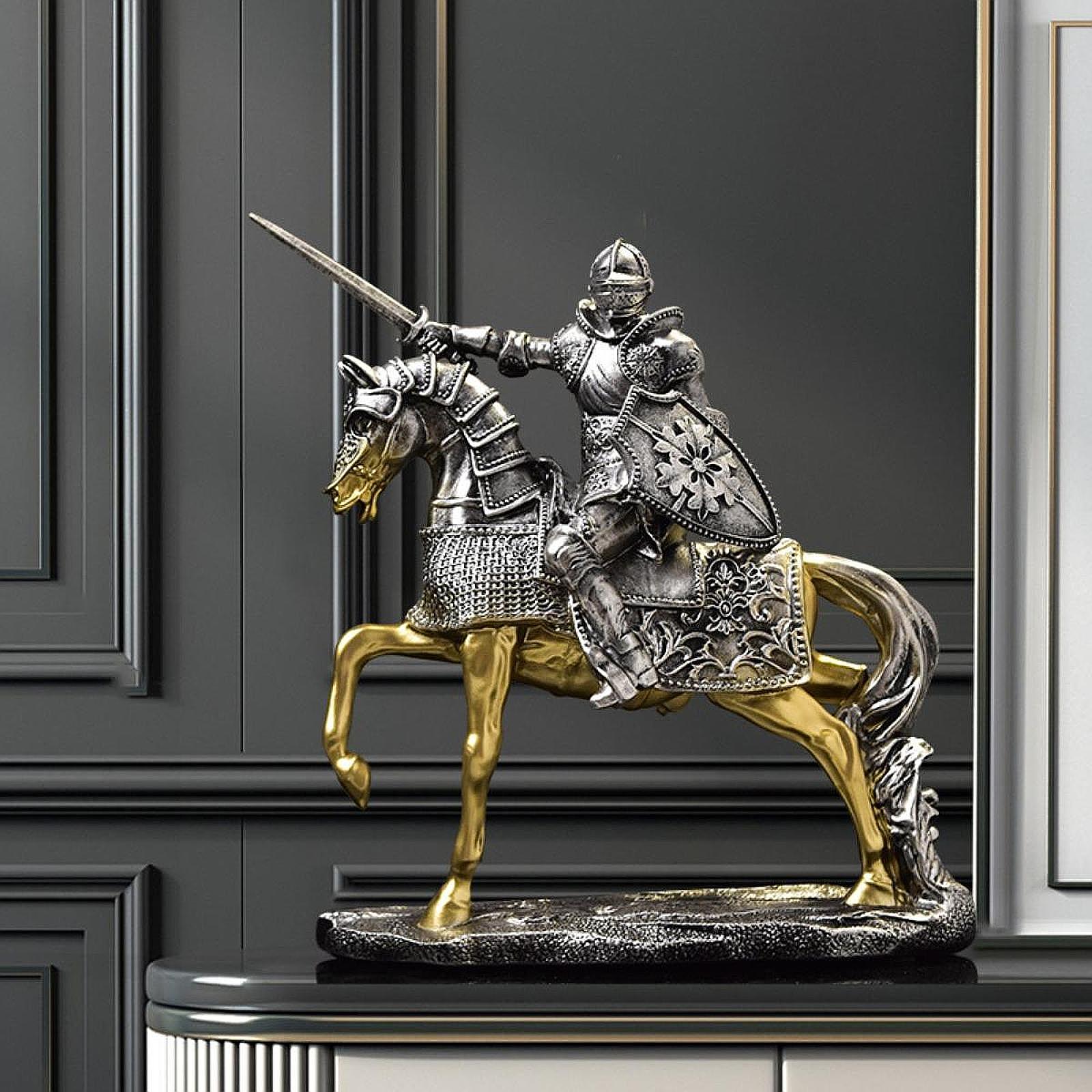 Knight Horse Statue Retro Art  - Resin Art Table Top 评论和价格