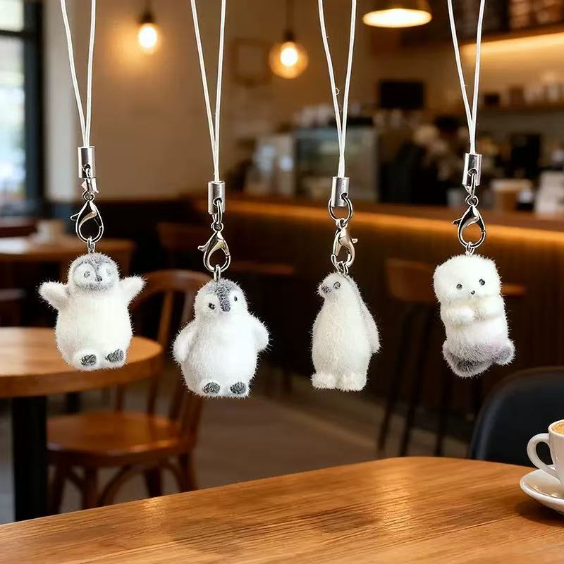 5pcs Flocking Small Penguin Re - Resin Art Keychain 评论和价格
